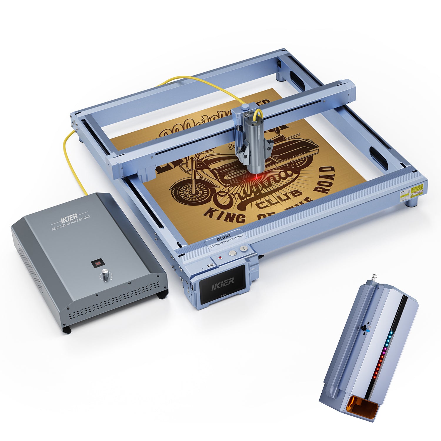 iKier K1 Pro Dual-Laser-Graviermaschine — 20W Faser + 48W Diodenlaser | Hybrides Gravieren & Schneiden für Metall, Holz, Acryl