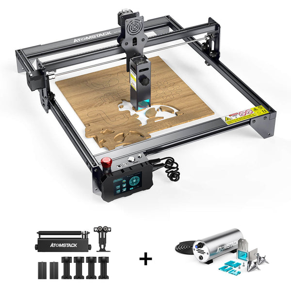 Atomstack X7 Pro 50W Dual-Laser-Schneide- und Graviermaschine+R3 Pro Rotationswalze + Air Assist