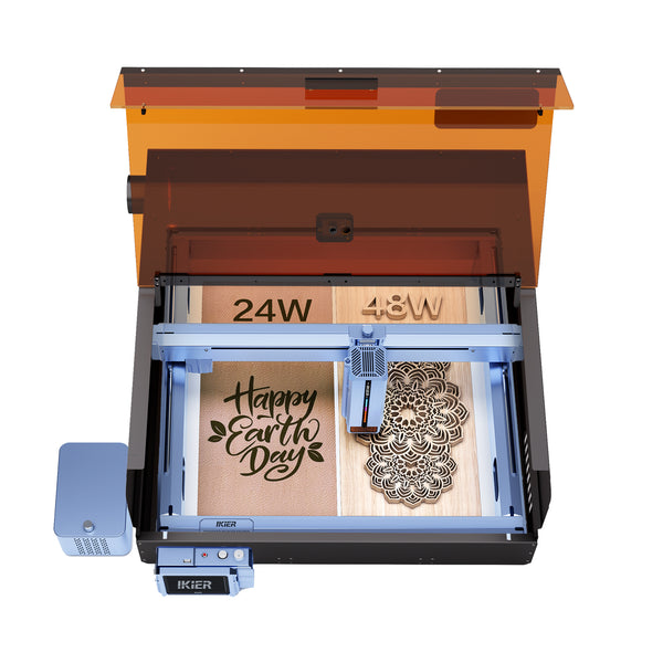 iKier K1 PRO MAX 48W Combo: 48W Flaggschiff Lasergravurmaschine+ E2 Gehäuse mit Kamera
