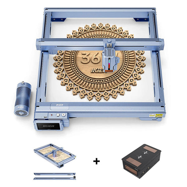 iKier K1 Ultra 36w Flaggschiff Lasergravurmaschine + K1 Erweiterungskit + Atomstack FB2 Plus Gehäuse Faltbare Abdeckung