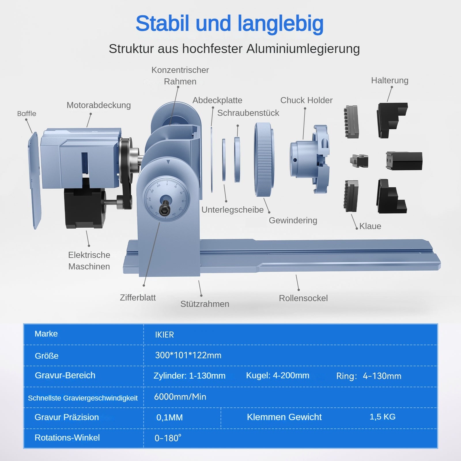 iKier R1 Pro Multifunktionsfutter und Drehwalze für Lasergravierer