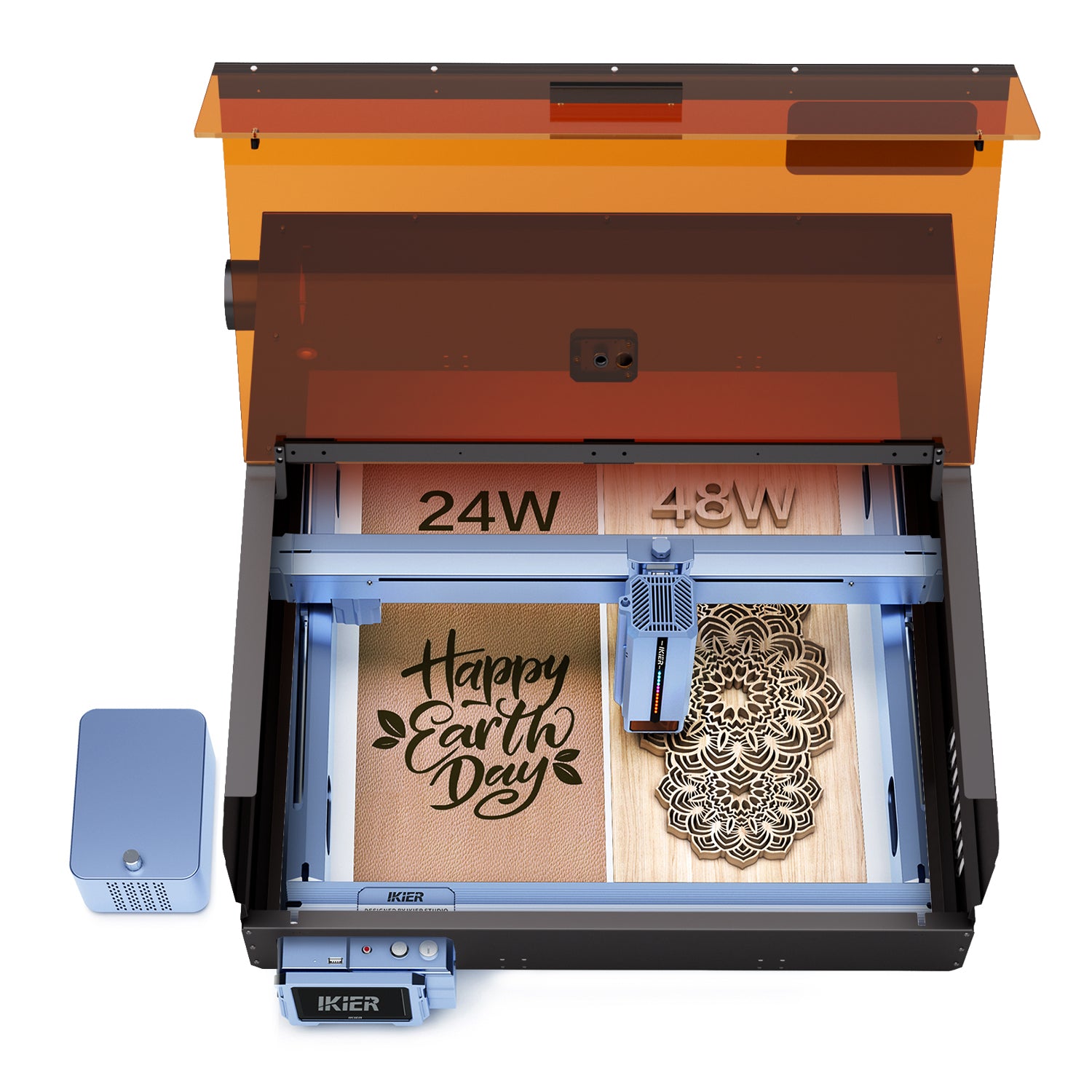iKier K1 PRO MAX 48W Combo: 48W Flaggschiff Lasergravurmaschine+ E2 Gehäuse mit Kamera